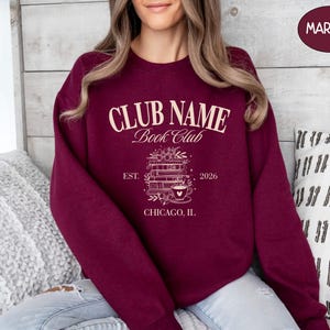 Camiseta personalizada Comfort Colors® para club de lectura con nombre personalizado, camiseta para mamá de club de lectura, camiseta para chica amante de la lectura, ideas de regalo para lectoras. Maroon