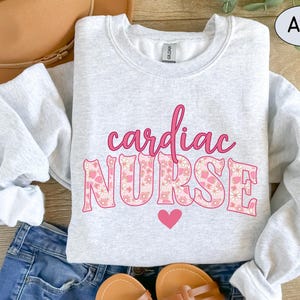 Cardiac Nurse T Shirt Comfort Colors, RN Cardiac Nurse Gift For Cardiology Nurse Tshirt Grad Cardiac ICU Sweatshirt Cardiac Student Crewneck Ash