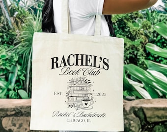 Custom Book Bachelorette Tote Bag, Bookish Merch For Women Gifts Book Club Bridal Shower Canvas Bag Personalized Bach Party Favor Book Theme