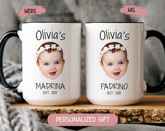 Personalized Madrina Mug, Custom Padrino Coffee Mug EST Madrina Proposal Gifts Ideas For Spanish Godparents Baptism Keepsake, Godmother Cup