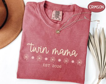 Custom Twin Mom Shirt Comfort Colors Personalized Twin Mama Sweatshirt Mom Of Twins Gift For New Twin Parent Tshirt Twin Girls Boys Mother T