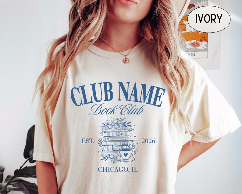 Camiseta personalizada Comfort Colors® para club de lectura con nombre personalizado, camiseta para mamá de club de lectura, camiseta para chica amante de la lectura, ideas de regalo para lectoras. Ivory
