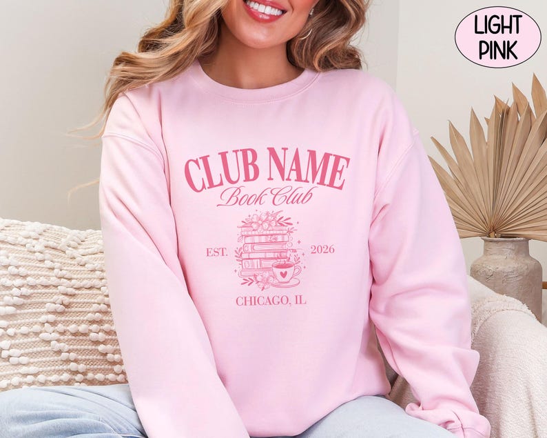 Camiseta personalizada Comfort Colors® para club de lectura con nombre personalizado, camiseta para mamá de club de lectura, camiseta para chica amante de la lectura, ideas de regalo para lectoras. Light Pink