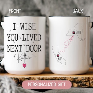 Personalized Besties Mug, Custom Long Distance Best Friend Birthday Gift, State to State Mug Sister, Long Distance Sisters, Missing You Gift