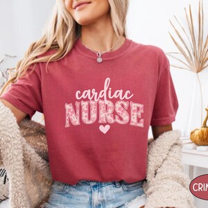 Cardiac Nurse T Shirt Comfort Colors, RN Cardiac Nurse Gift For Cardiology Nurse Tshirt Grad Cardiac ICU Sweatshirt Cardiac Student Crewneck Crimson