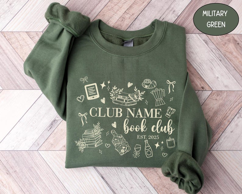 Comfort Colors® Custom Book Club Shirt Personalized Name Book Club For Girl Reading Lover Tee Gift Ideas For Bookish T-shirt Women Reader T Military Green