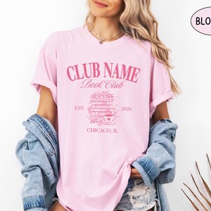 Camiseta personalizada Comfort Colors® para club de lectura con nombre personalizado, camiseta para mamá de club de lectura, camiseta para chica amante de la lectura, ideas de regalo para lectoras. Blossom