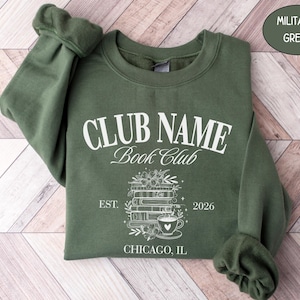 Camiseta personalizada Comfort Colors® para club de lectura con nombre personalizado, camiseta para mamá de club de lectura, camiseta para chica amante de la lectura, ideas de regalo para lectoras. Military Green