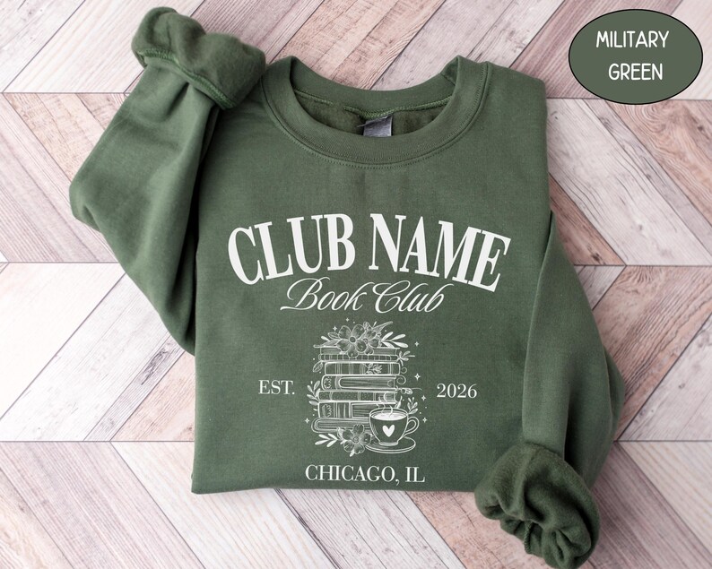 Camiseta personalizada Comfort Colors® para club de lectura con nombre personalizado, camiseta para mamá de club de lectura, camiseta para chica amante de la lectura, ideas de regalo para lectoras. Military Green