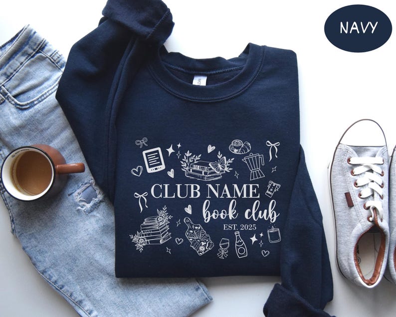 Comfort Colors® Custom Book Club Shirt Personalized Name Book Club For Girl Reading Lover Tee Gift Ideas For Bookish T-shirt Women Reader T Navy
