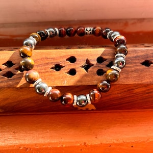 Men Tiger eye & hematite Bracelet, Natural Stone Bracelet, Crystal Bracelets For Men, Christmas Gift, Men Jewelry Bracelet