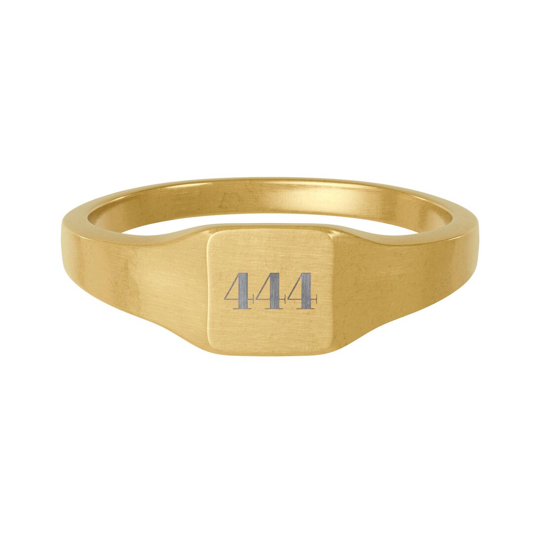 Engraved Square Signet Ring | 18K Gold PVD Stainless Steel, Angel ...