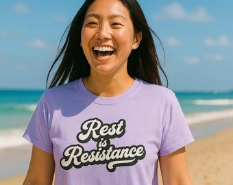 Rest is Resistance Boxy Tee, Mental Health Awareness Shirt, Feminist Self-Care T-Shirt for Activist, Social Workers, Therapist, Teachers