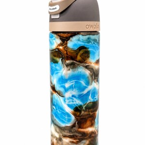 Blågrön och brun virvel Owala-tumbler | Specialdesignad vattenflaska på 64 cl bild 2