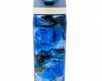 Blå virvelglitter Owala-tumbler | Specialdesignad vattenflaska på 64 cl
