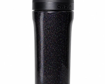 Black Glitter Owala Free Sip 24oz Tumbler | Holographic Sparkle Water Bottle | Custom Glitter Travel Cup | Goth Glam Drinkware