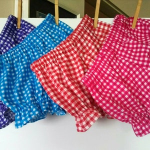 Baby and Toddler Girl's Gingham Print Bloomers Pick a Color: Turquoise, Purple, Dark Pink, Red or Black image 1