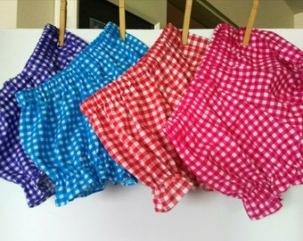 Baby and Toddler Girl's Gingham Print Bloomers - Pick a Color: Turquoise, Purple, Dark Pink, Red or Black