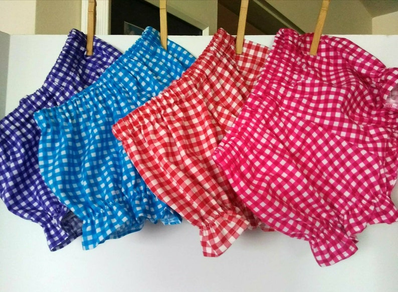 Baby and Toddler Girl's Gingham Print Bloomers Pick a Color: Turquoise, Purple, Dark Pink, Red or Black image 1