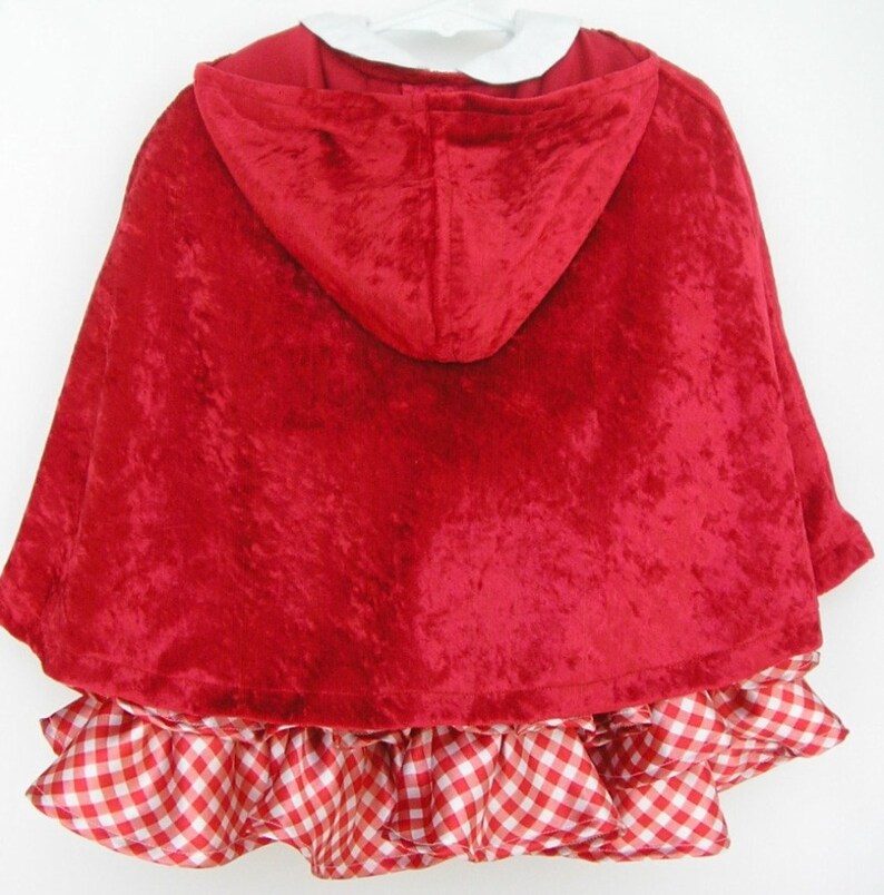Toddler Crushed Panne Velvet Little Red Riding Hood Capelet 12 Inch Length