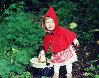 Little Red Riding Hood Pinafore and Reversible Capelet Set