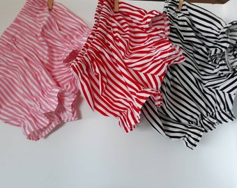 Baby and Toddler Girl's Striped Bloomers - Pick a Color:  Pink and White, Black and White, Red and White