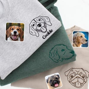 Sand, Green And Grey Embroidered Pet Face & Name Sweatshirts