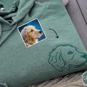 Moletons bordados com rosto e nome de animal de estimação, retrato de cachorro bordado personalizado a partir de foto, presente de aniversário de animais de estimação bordado personalizado para mãe/pai de cachorro
