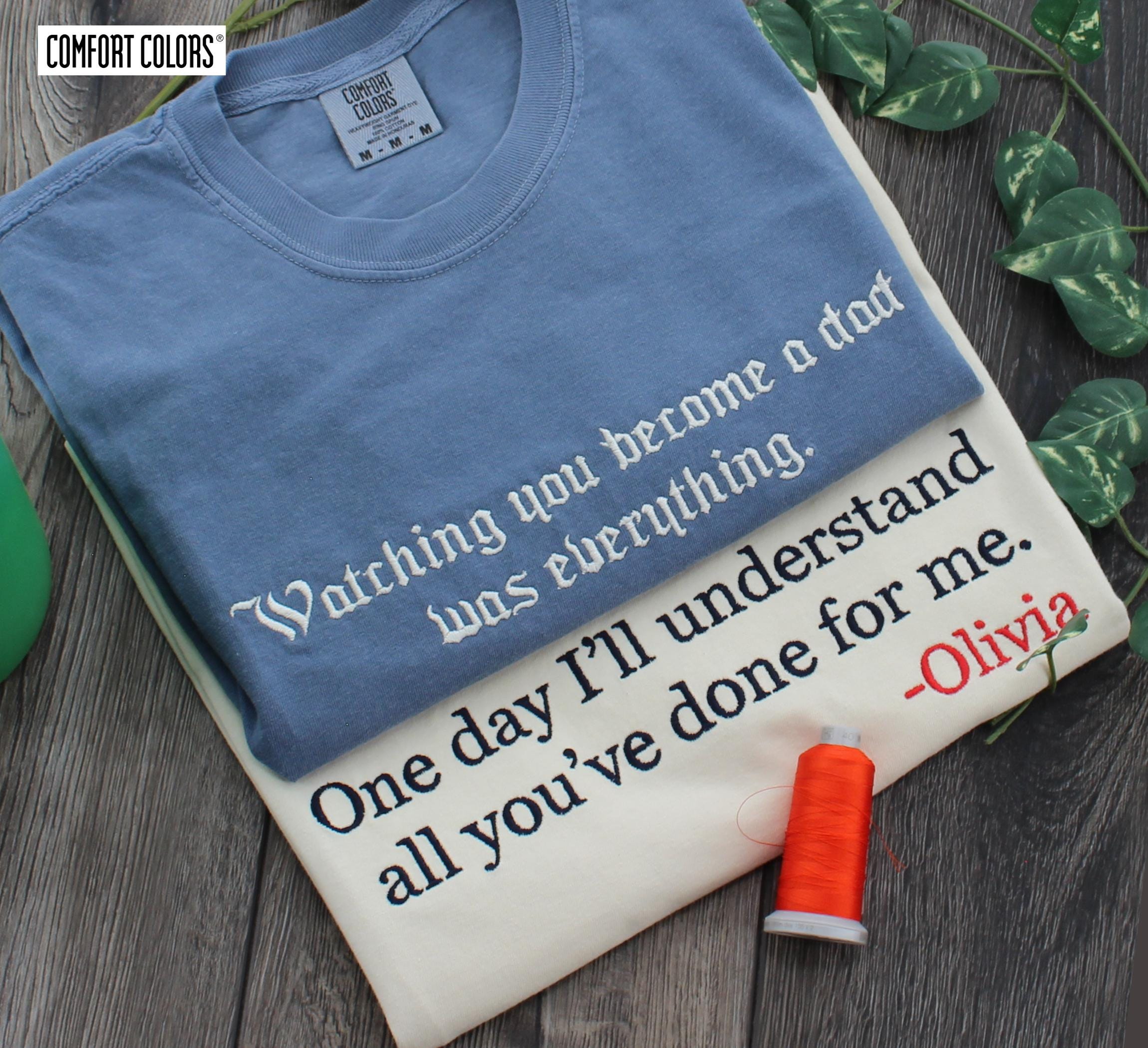 Custom Comfort Colors® Dad T-shirt, Embroidered Custom Text T-shirt, Personalized Dad Shirts, Embroidery Dad Gift, Trendy Father's Day Gifts