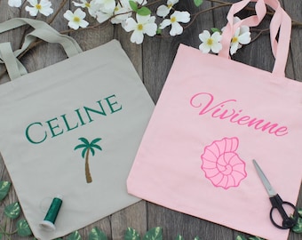 Aangepaste naam geborduurde canvas draagtas, gepersonaliseerd cadeau bruidsmeisje, draagtas strand, vrijgezellenfeestcadeaus, draagtassen gepersonaliseerd logo