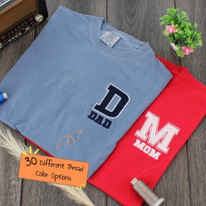 Custom Text Comfort Colors T-Shirt, Personalized T-Shirts, Embroidered Comfort Colors Tee, Custom Letter And Text T-Shirt, Father&#39;s Day Gift