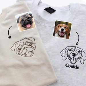 Sand And Grey Embroidered Pet Face & Name Sweatshirts