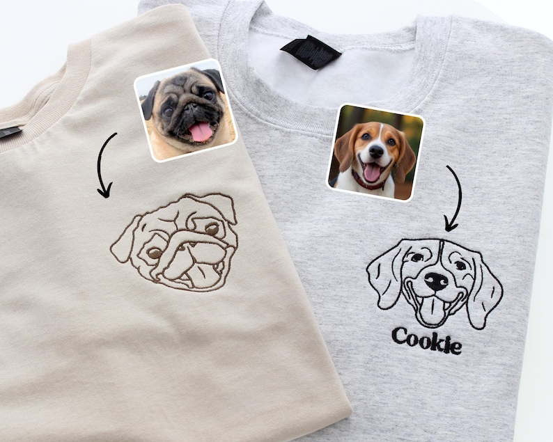 Sand And Grey Embroidered Pet Face & Name Sweatshirts