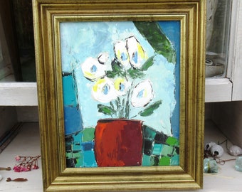 Emotions d'Un Poète : Floral painting; Oil with knife