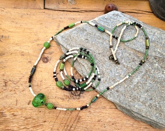 Une parure qui a du peps, collier et bracelet, de style bohemian et ethnique .... : "L'Idéal Est Vert Pomme"