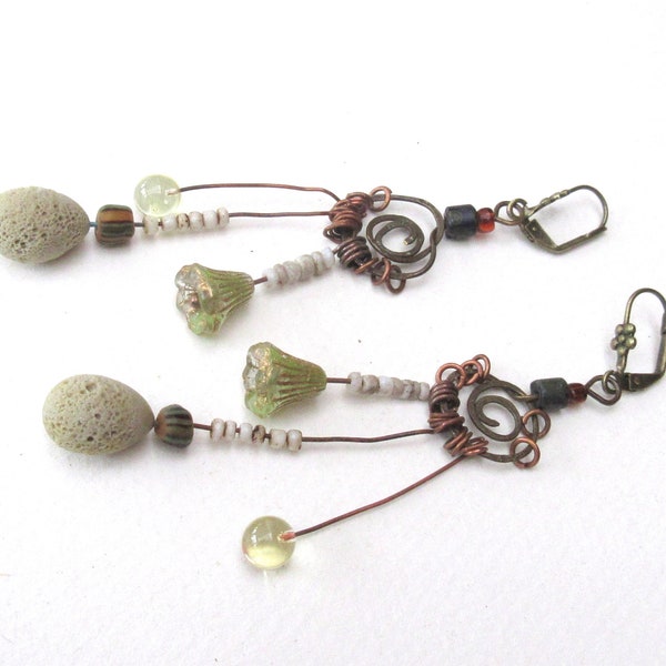Tribal earrings, chic boho with artist headpins .... : "Invisible Wires Of Affection !!!!! "