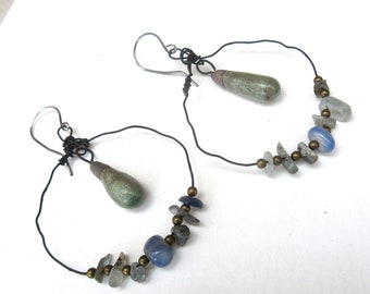 Creole earrings, guaranteed pep with artisanal ceramic and kyanite .... !!!!!: "Echoes Of Dreams"