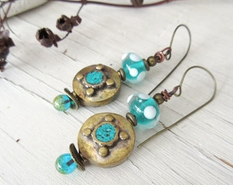 Melancholic moments: ethnic chics earrings with turquoise......