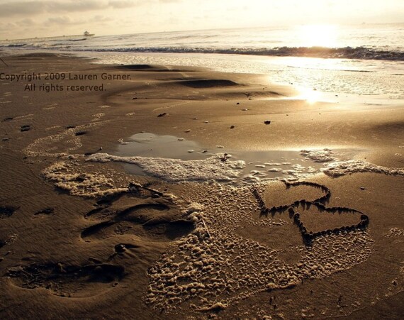 Zwei Herzen geschrieben im Sand Fotografie Liebe nautische Etsy