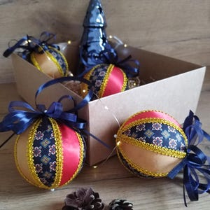 Handmade Kimekomi ornaments, Christmas ornament, Kimekomi balls, Christmas Tree balls, Set of winter decorations, Christmas gift for teacher