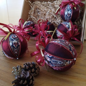 Handmade Christmas ornaments, Kimekomi ornaments, Kimekomi balls, Christmas Tree balls, Set of winter season decorations, Christmas gift