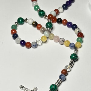 Handmade Gemstone Rosary: Celtic Silver Tone Cross, Lapis Lazuli, Jasper
