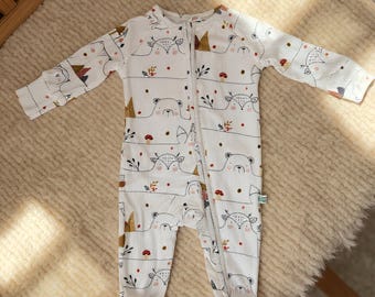 Organic Bamboo Ribbed Footie/2pc Pajamas: Soft and Breathable Winter Wonderland Print
