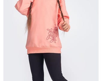 Girls Crewneck & Leggings Set "Rose" Kids Toddler Set Cotton