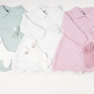 Vestido de punto para niña / Ropa para niña con flores de camelia / Prendas de punto para ocasiones especiales para niñas pequeñas / Vestido cómodo de algodón para niña