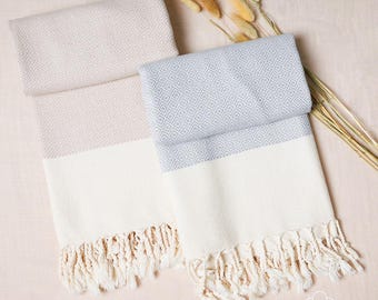Organic 100% Cotton Turkish Blanket Natural Beige Throw Blanket
