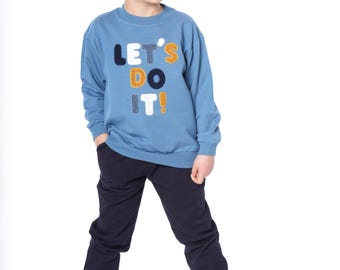 Boys Crewneck & Joggers Set "Let's Do It" Toddler Boys Cotton Outfit