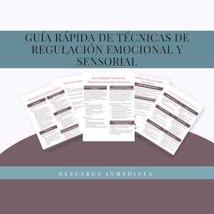 Guía Rápida de Técnicas de Regulación Emocional y Sensorial | PDF Imprimible para Autocuidado y Terapia | Herramientas para el Bienestar