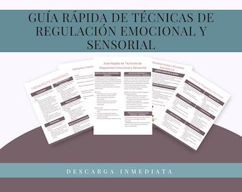 Guía Rápida de Técnicas de Regulación Emocional y Sensorial / PDF Imprimible para Autocuidado y Terapia / Herramientas para el Bienestar