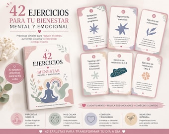 42 Ejercicios para la Ansiedad | Tarjetas de Calma Emocional | Regulación del Sistema Nervioso | Bienestar Mental Printable PDF
